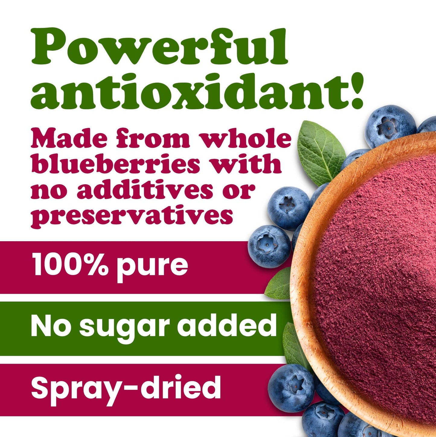 Food to Live Blueberry Juice Powder, 4 Pounds - 100% Pure, Antioxidant-Rich. Great for Smoothies, Spray-dried, No Sugar Added, Contains Maltodextrin