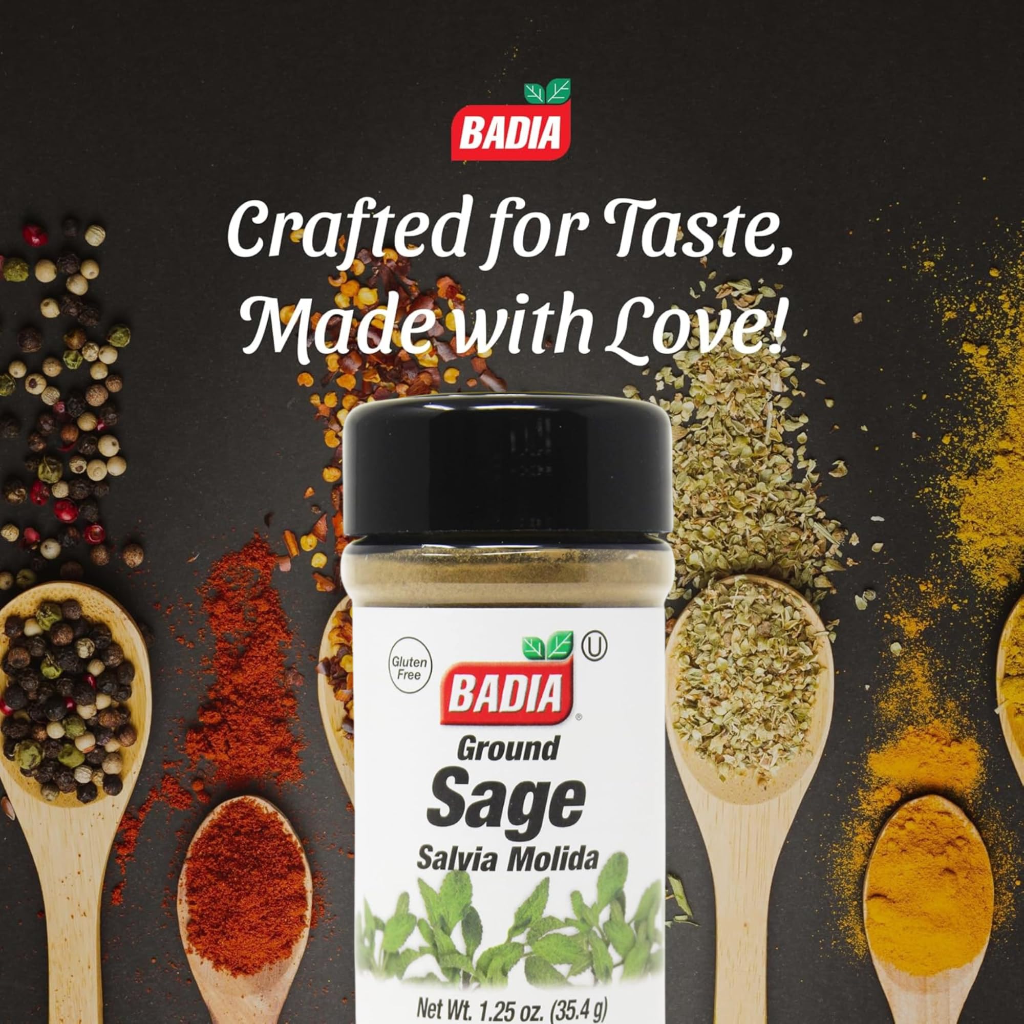 Badia Ground Sage, 1.25 oz - Aromatic & Flavorful Herb for Cooking & Seasoning - Earthy Savory Flavor