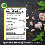 M.G. PAPPAS High Polyphenol Rich Garlic Infused Olive Oil - Extra Virgin Olive Oil - Over 500mg/kg - Cold Pressed & Unfiltered - High Hydroxytyrosol Greek Olive Oil - Award Winning