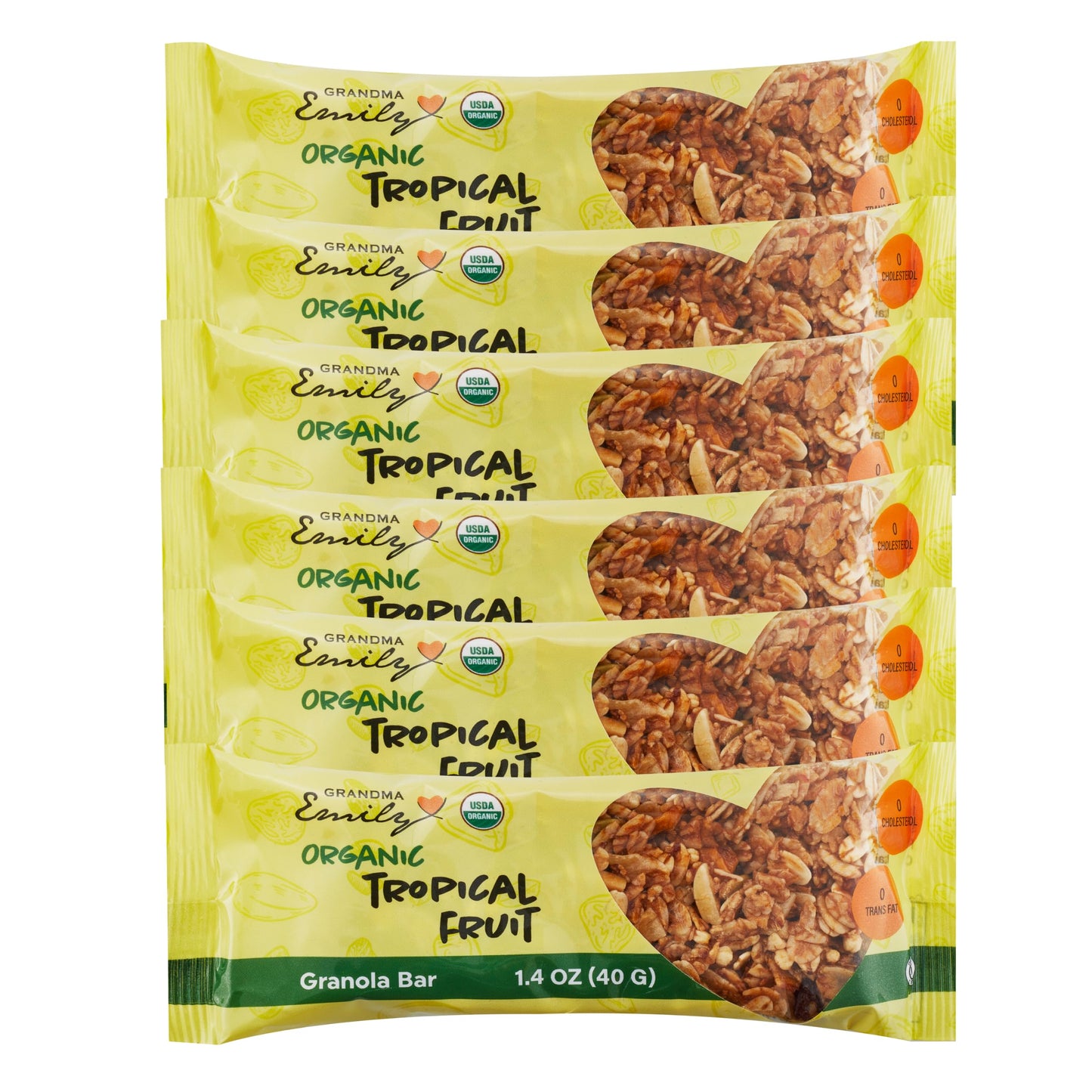 Grandma Emily Organic Tropical Fruits Granola Bars with Roasted Oats, Slivered Almonds, Mango and Cranberries, 1.7 ounce (Pack of 6)