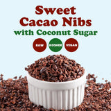 Food to Live Sweet Cacao Nibs with Coconut Sugar, 1.5 Pounds - Lightly Sweetened with Coconut Sugar, Raw, Non-Irradiated, Great for Snacking, Baking & Smoothies. High in Antioxidants. Vegan, Kosher, Bulk