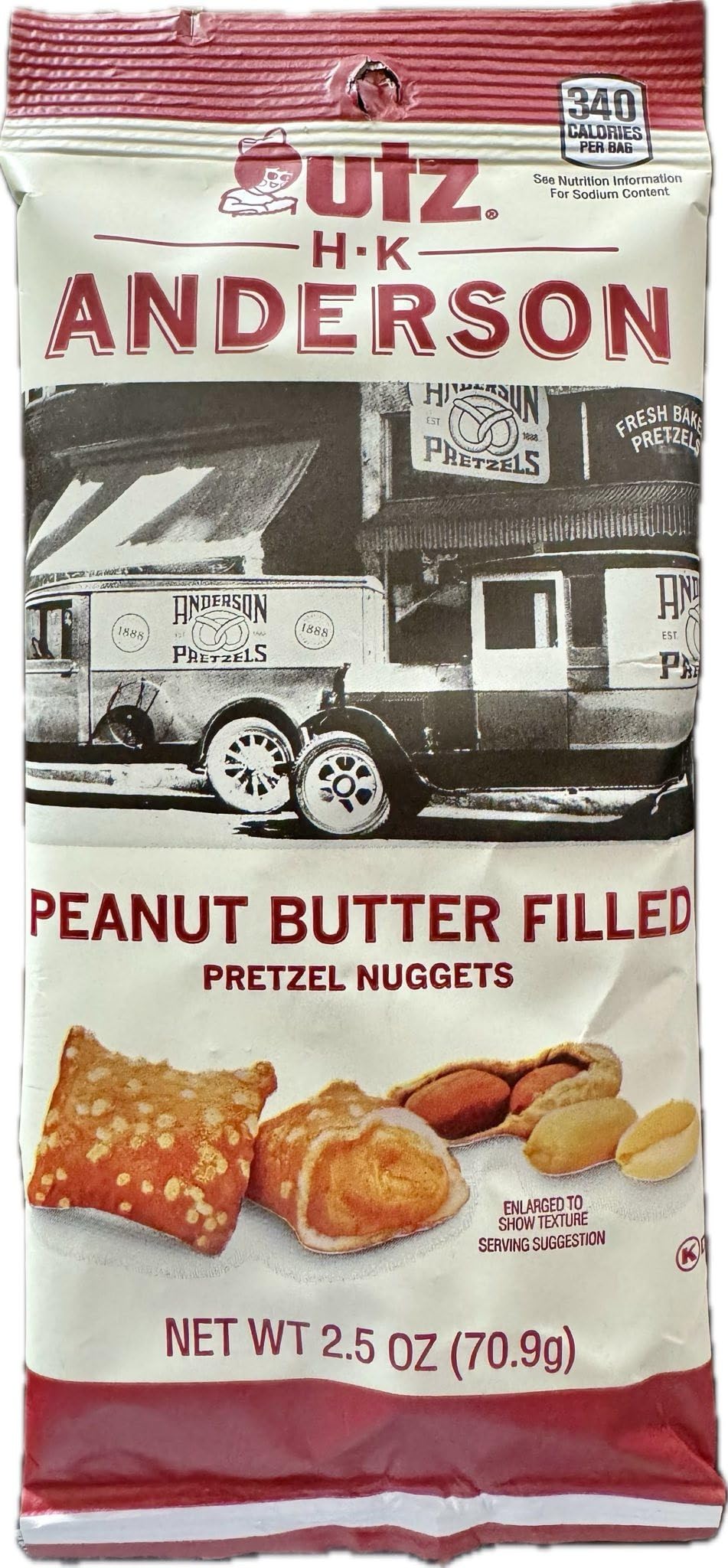 HK Anderson Peanut Butter Filled Pretzel Nuggets, 2.5 Ounce Bag (Pack of 16) Bundled by SUPERDEALS with mystery gift