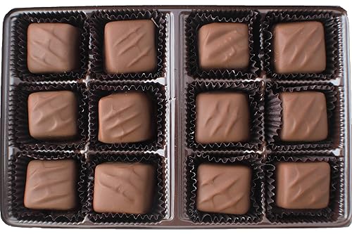 Vermont Nut Free Chocolates Boxed Chocolate Caramels (Milk Chocolate) 12-Piece, Nut-Free, Egg-Free, Kosher