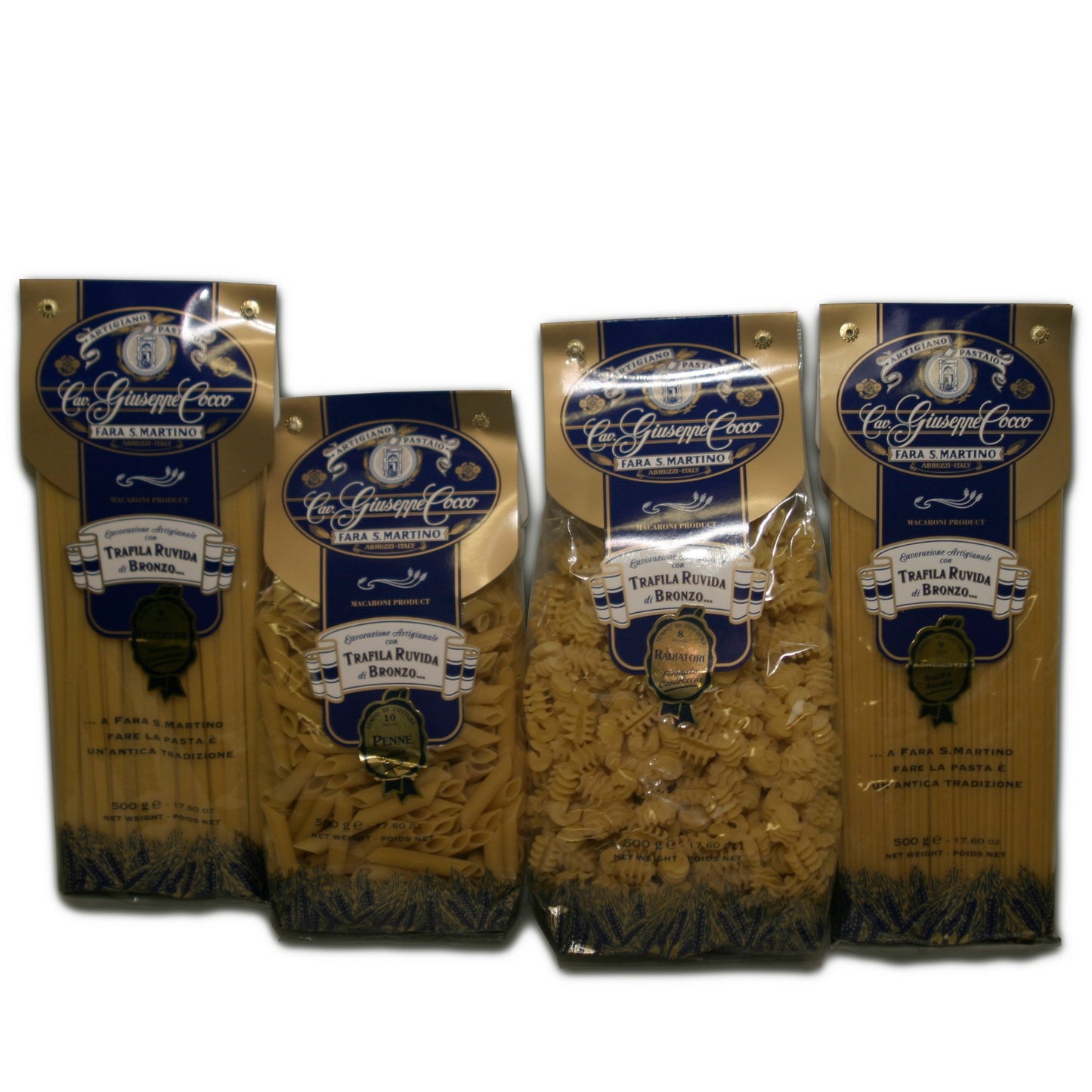 Cav. Giuseppe Cocco Pasta Combo 4-pack (Fettuccine/Radiatori/Penne/Spaghetti)