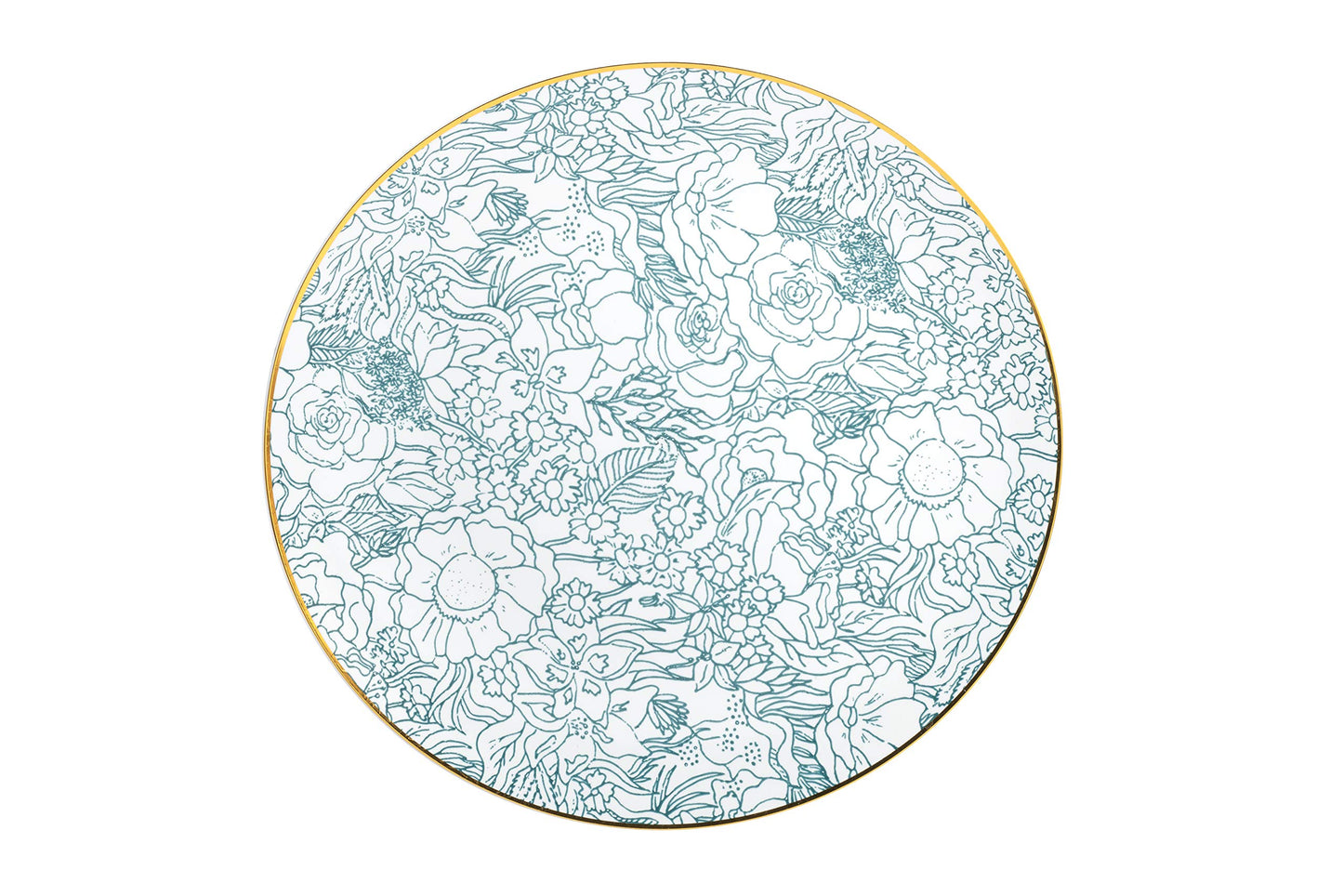 Trendables 120 Pack Disposable Dinnerware & Cutlery Combo Floral Brush Design Plates Includes: 20 10.25 in. Large Dinner Plates + 20 8" Dessert Plates
