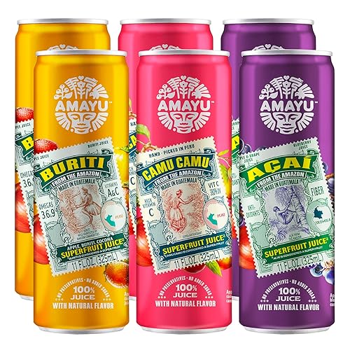 Amayu Exotic Super Fruit Juice | Variety Pack (Acai, Buriti, Camu Camu) | 100% Organic Juice From the Amazon | NO Sugar Added | Immune Support