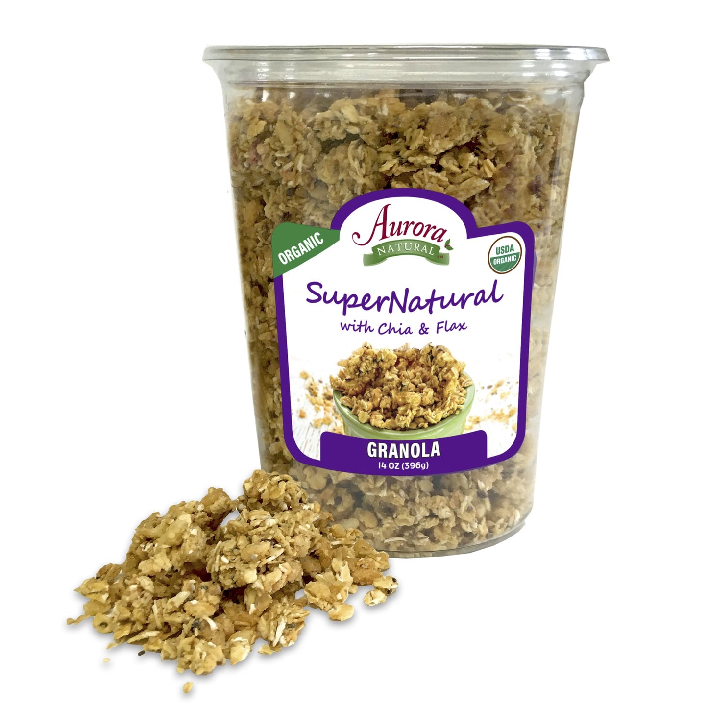 Aurora Products Organic Supernatural Granola With Chia & Flax, 14 Ounce