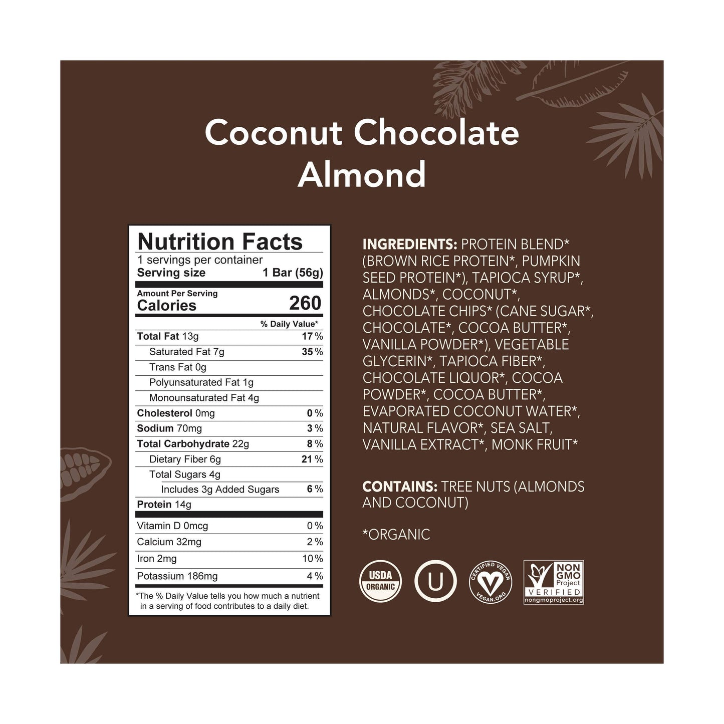 Aloha, Bar Chocolate Coconut Almond, 1.98 Ounce