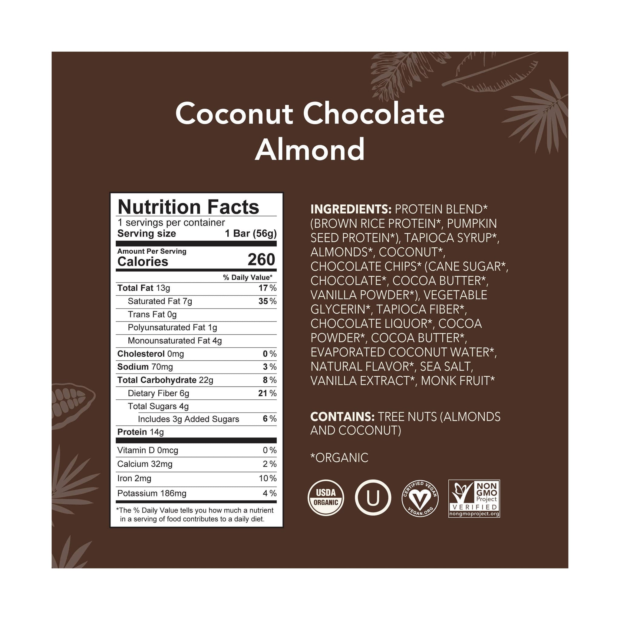 Aloha, Bar Chocolate Coconut Almond, 1.98 Ounce