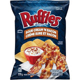 Lays Ruffles Sour Cream & Bacon Potato Chips, Large Bag, {Imported from Canada}