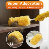 60 Pack Heavy Duty Duster Refills with Extendable 3FT Handle, Multi Surface 360 Disposable Dusters Kit for Cleaning Furniture, Blinds, Ceiling Fan
