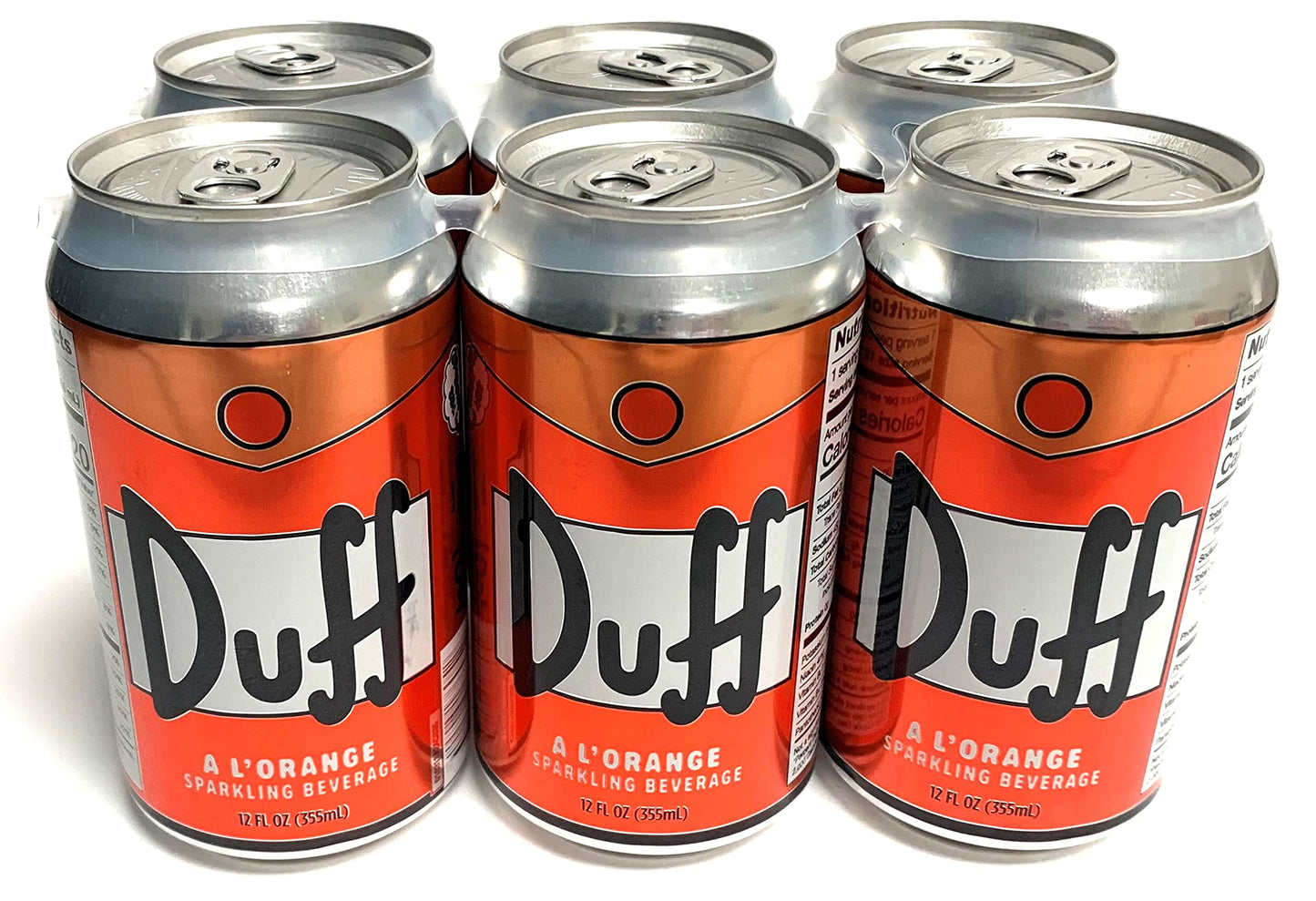 Boston America The Simpsons Duff A L'Orange Sparkling Beverage Energy Drink (6 Pack) Caffeine Free