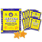 Better Sour Passion Fruit Gummy Stars Candy, Low Sugar, Vegan, with Fiber (Pack of 10)