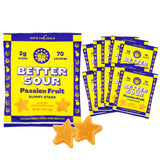Better Sour Passion Fruit Gummy Stars Candy, Low Sugar, Vegan, with Fiber (Pack of 10)