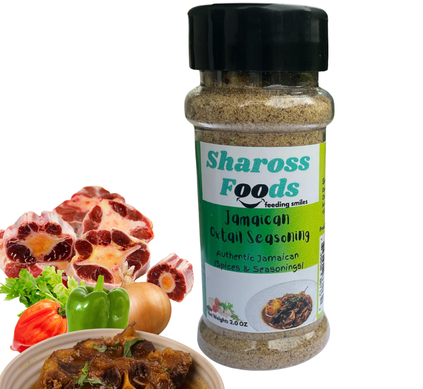 Shaross Foods Jamaican Oxtail Seasoning Dry Rub, 2.0 Oz, Authentic Blend of Herbs and Spices, Product of Jamaica