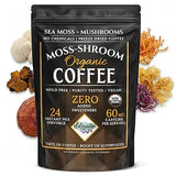 Elderwise Coffee with Mushrooms & Sea Moss - Lion's Mane, Chaga, Reishi & Cordyceps - 24 Servings - Healthy Coffee - Freeze Dried Instant - Chemical
