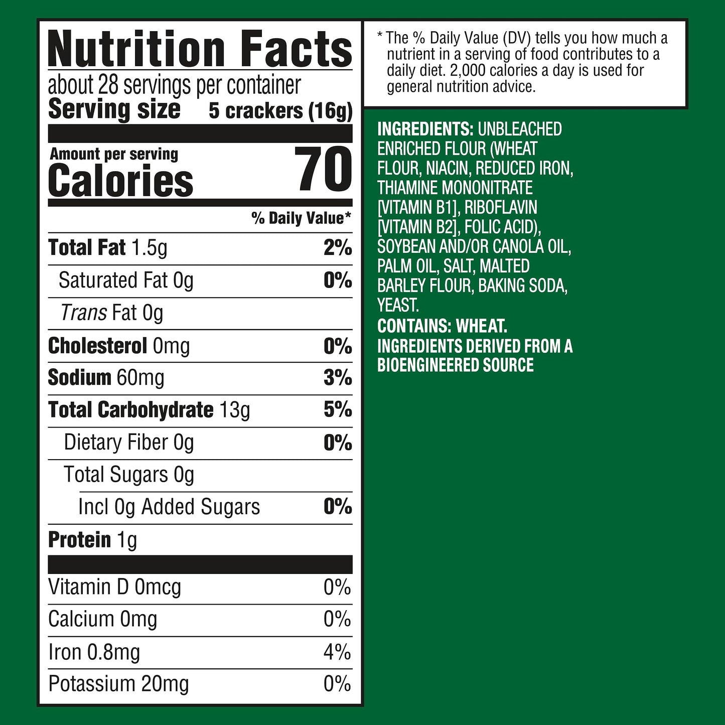 Premium Unsalted Tops Saltine Crackers, Lunch Snacks, 16 oz