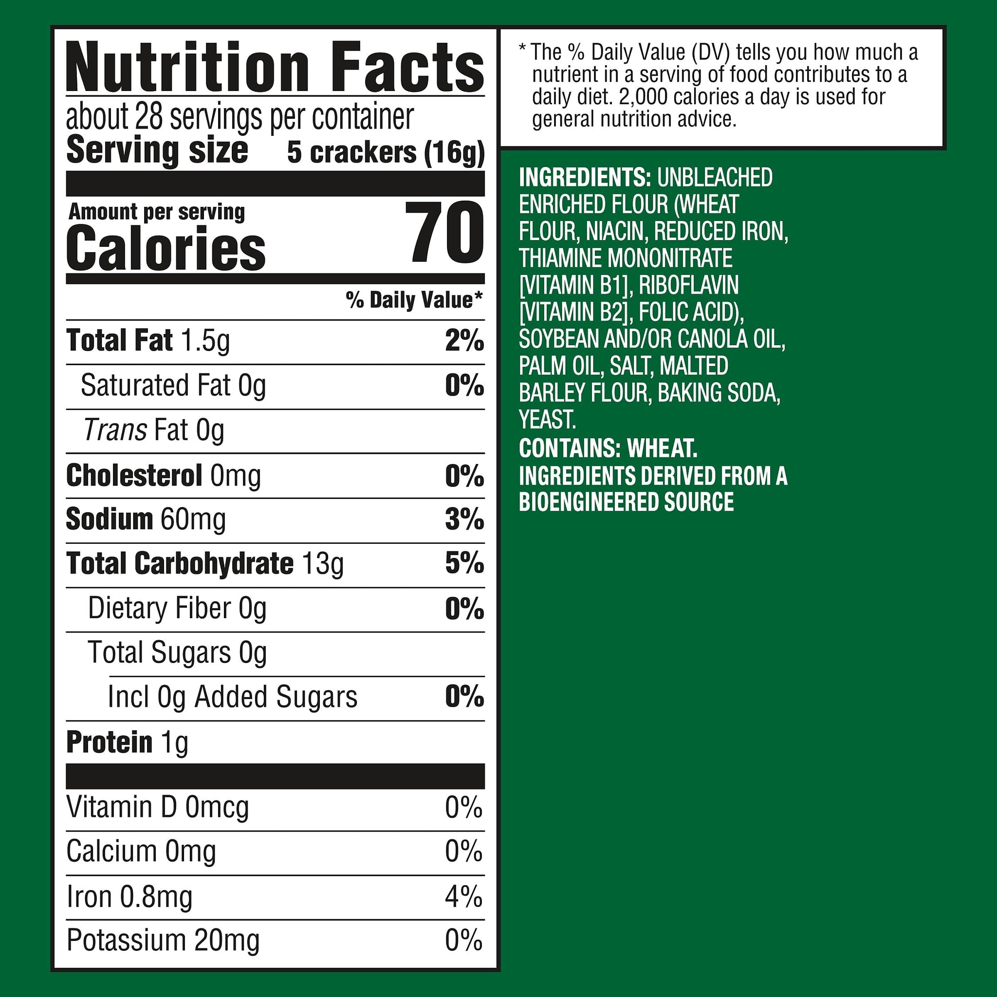 Premium Unsalted Tops Saltine Crackers, Lunch Snacks, 16 oz
