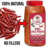 Chile de Arbol - Dried Red Chili Pepper Powder - 1LB (16oz) - Ground Peppers For Authentic Mexican Cuisine by Amazing Chiles & Spices