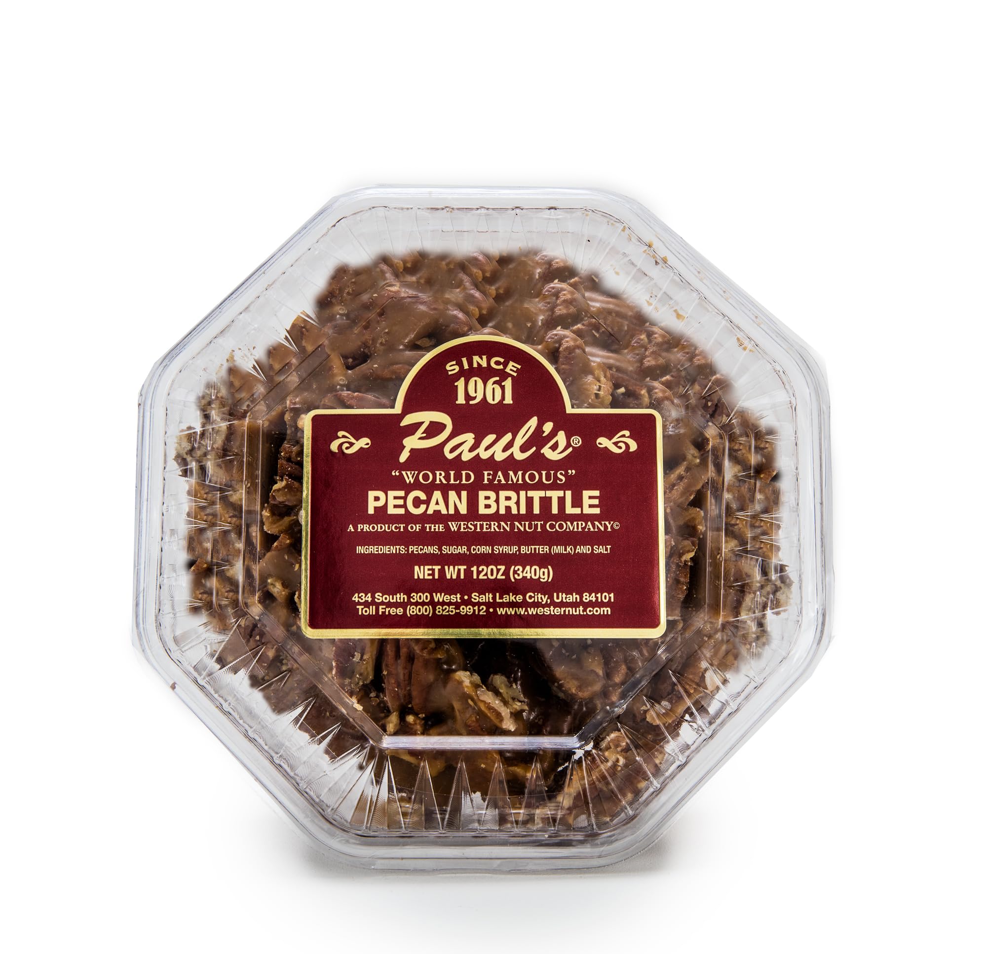 Western Nut Company Brittle Gift in 12oz Plastic Tray, Candy & Chocolate Gifts - Pecan Brittle