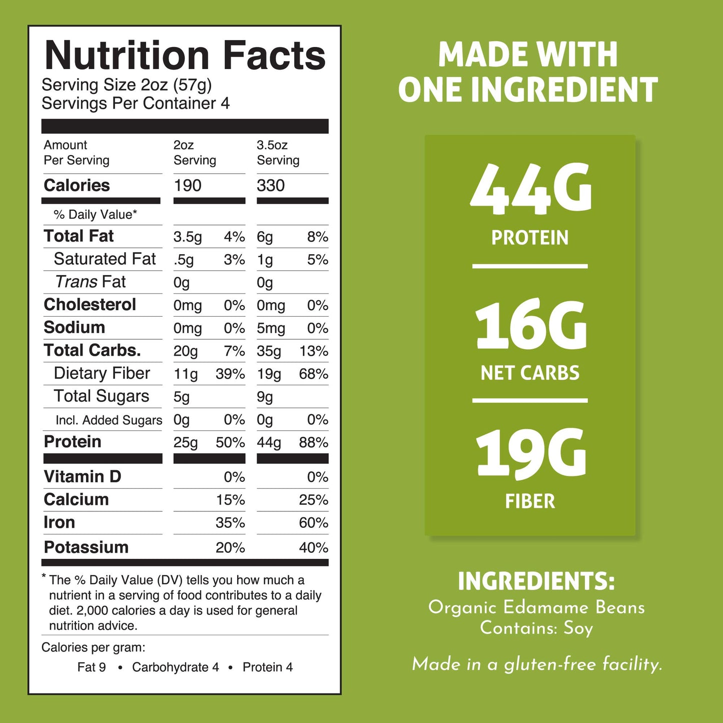 The Only Bean - Organic Edamame Fettuccine Pasta - High Protein, Keto Friendly, Gluten-Free, Vegan, Non-GMO, Kosher, Low Carb, Plant-Based Bean