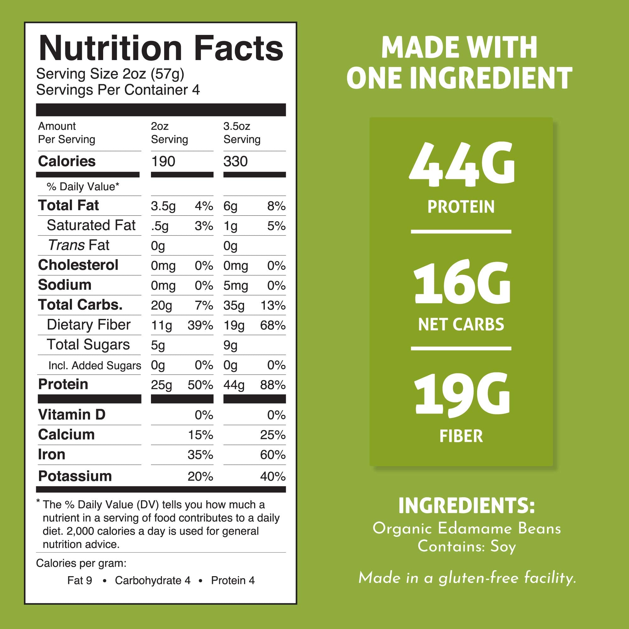 The Only Bean - Organic Edamame Fettuccine Pasta - High Protein, Keto Friendly, Gluten-Free, Vegan, Non-GMO, Kosher, Low Carb, Plant-Based Bean