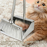 Metal Dustpan with Broom Set, Long Handle Stainless Steel Dustpan,Heavy Duty Standing Dust Pan with Teeth, Indoor Outdoor Up for Home Kitchen Lobby