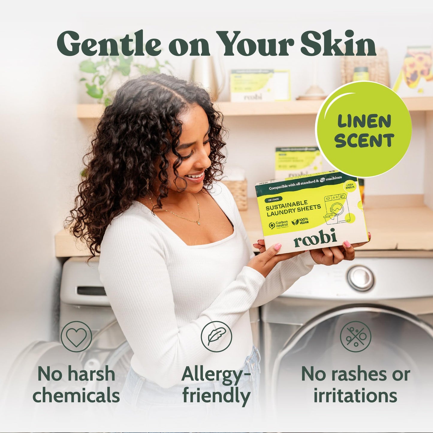 Roobi Laundry Detergent Sheets. Up to 128 Loads, Liquidless Detergent. Carbon Neutral, 100% Vegan & Sustainable Linen Breeze Scent.