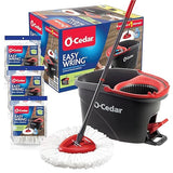 O-Cedar Easywring Microfiber Spin Mop & Bucket Floor Cleaning System + 3 Extra Refills (4 Refills Included)