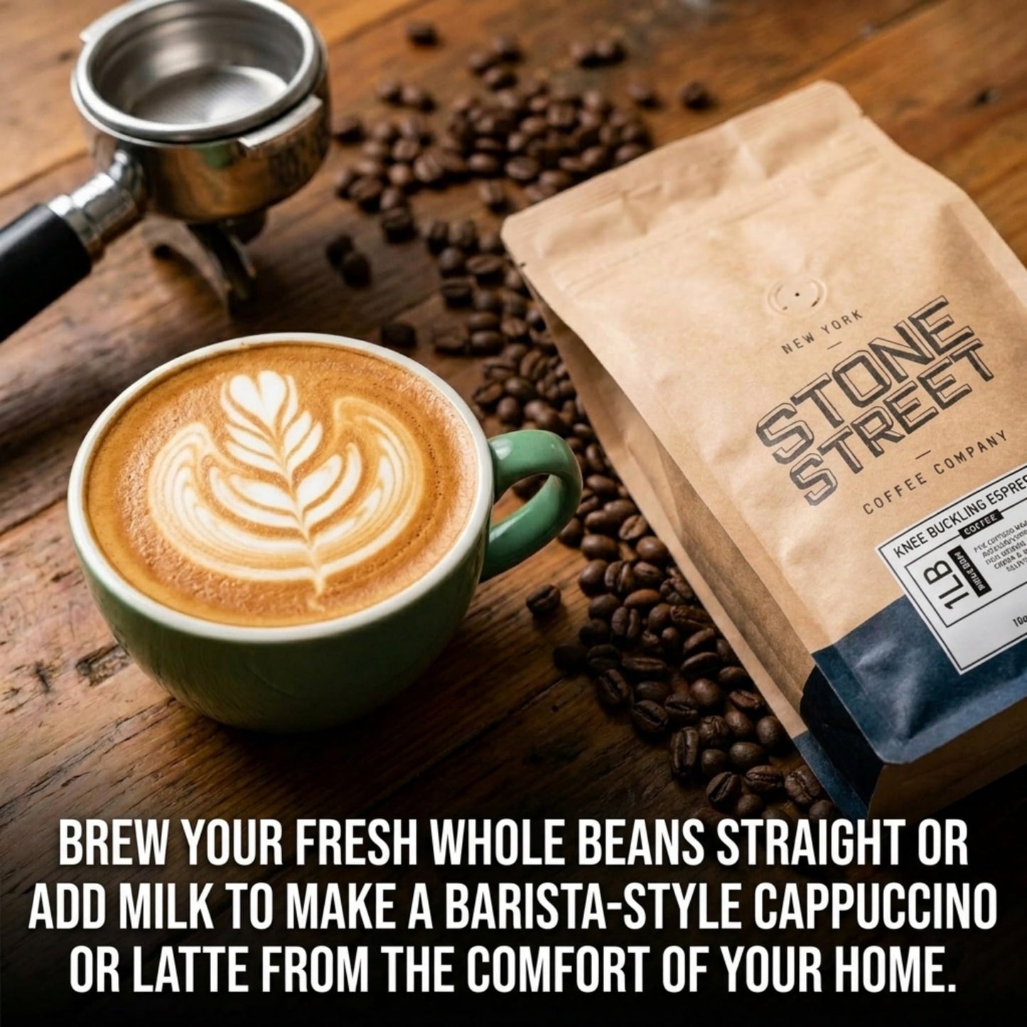 Stone Street Knee Buckling Espresso Beans, High Caffeine Coffee Blend, Dark Roast, Whole Bean, 2 LB