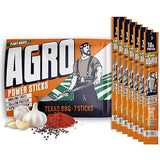 AGRO POWER Vegan Jerky Sticks, 10g Protein per Stick, Texas BBQ Plant-Based, 7 Stick Bag, Non-GMO, 40% Less Sodium, Zero Cholesterol, Meat