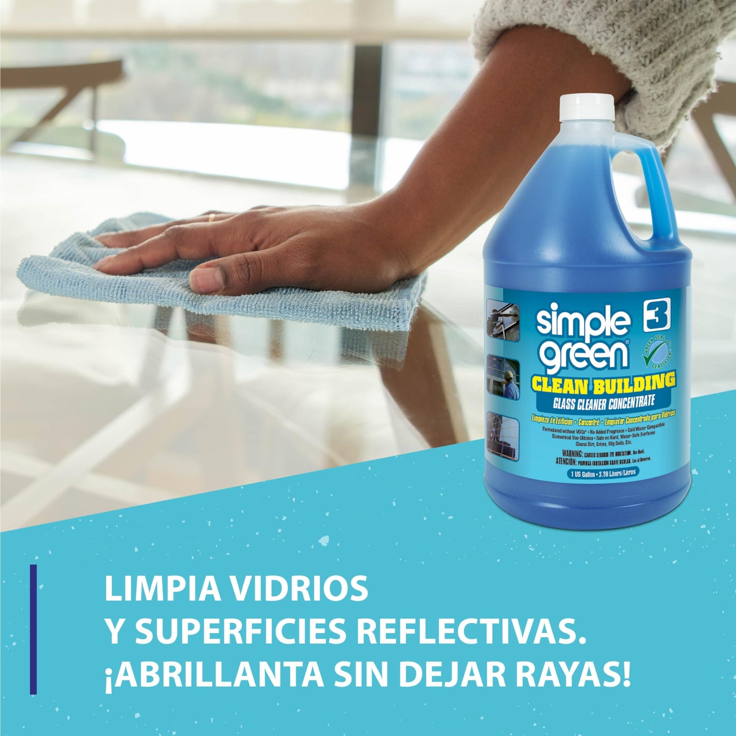 Simple Green 11301 Clean Building Glass Cleaner Concentrate, Unscented, 1gal Bottle (Case of 2)