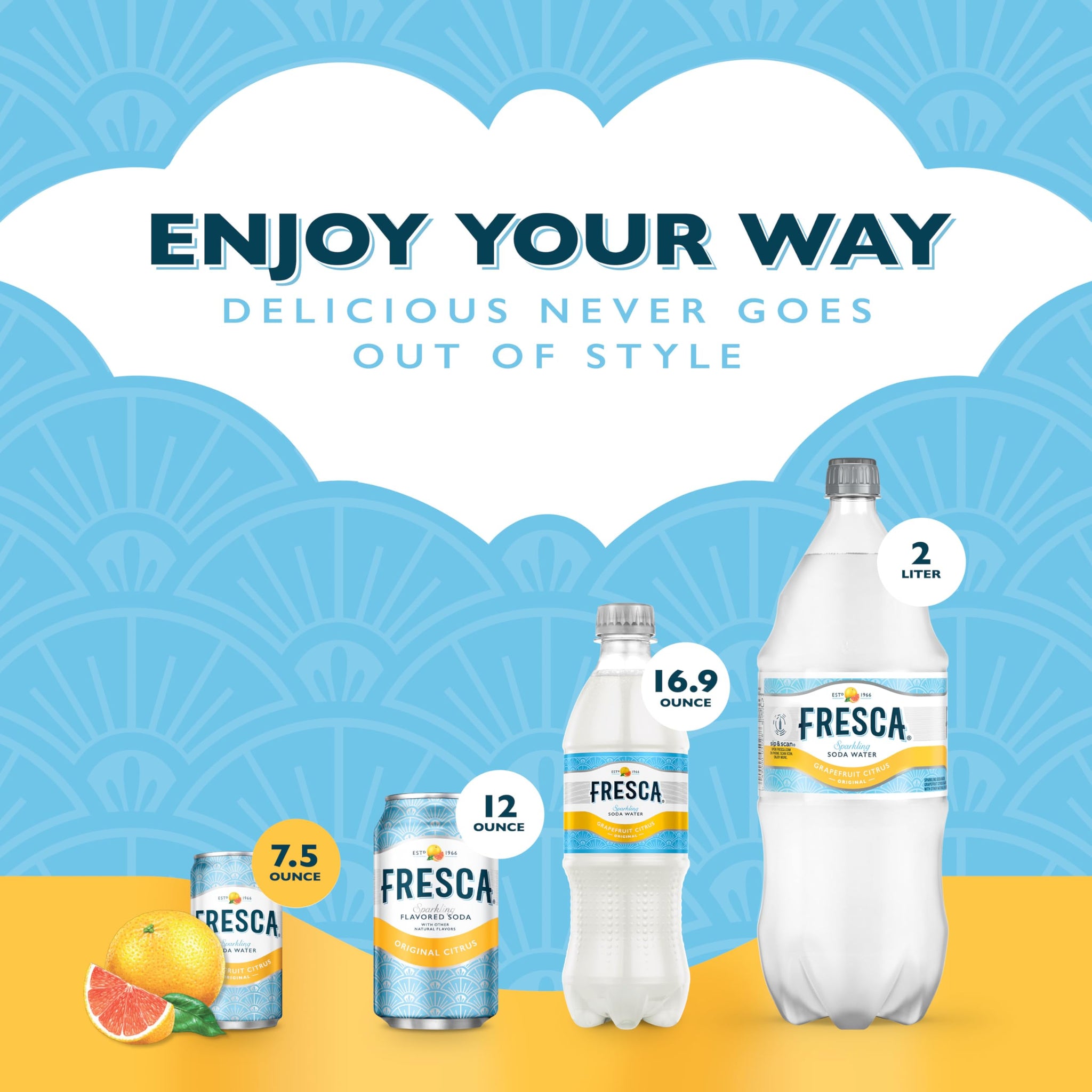Fresca Citrus Soda Soft Drink Fridge Pack, 7.5 fl oz Mini Cans, 10 Pack