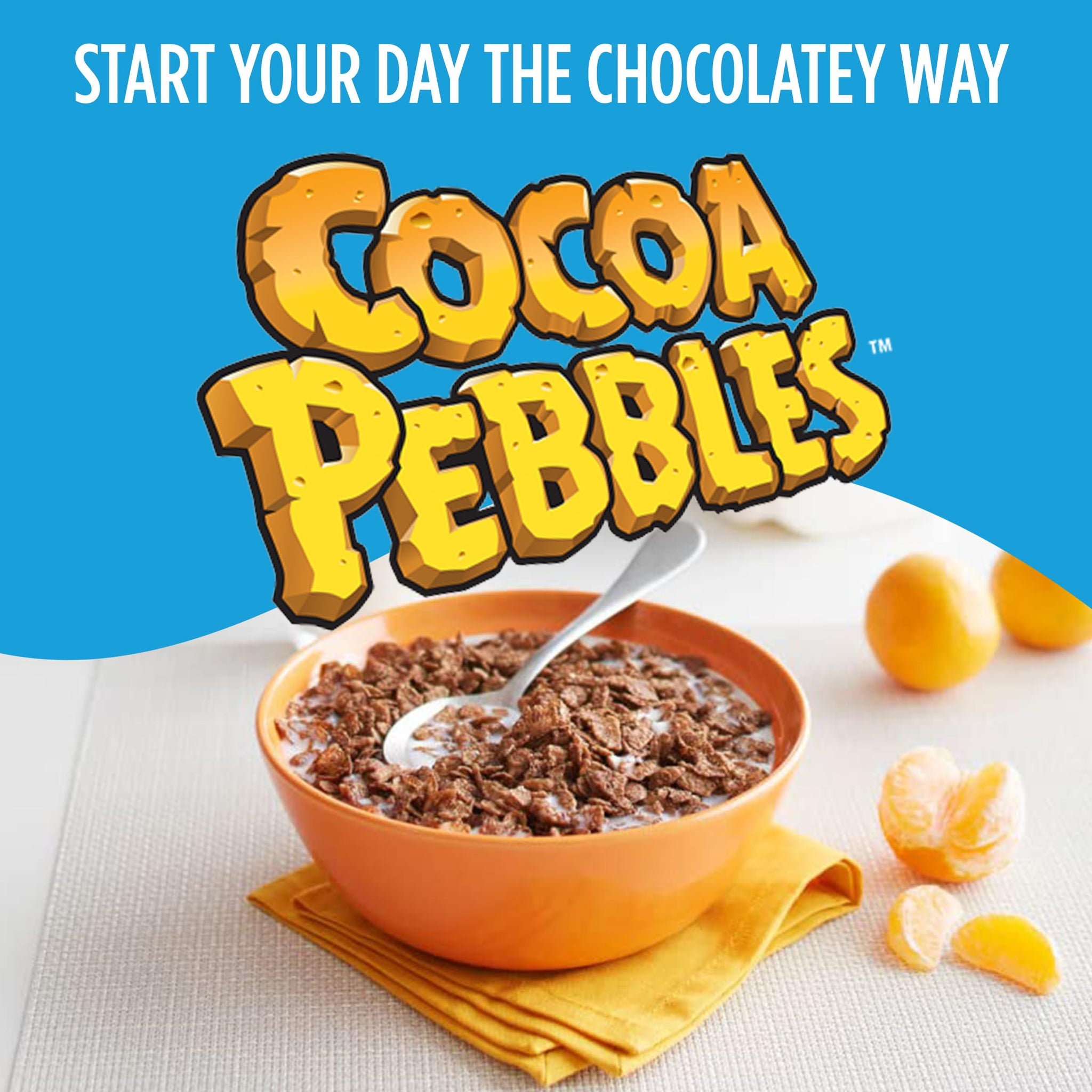 Cocoa PEBBLES Cereal, Chocolatey Kids Crunch, Gluten Free Sweetened Rice Crunch, 19.5 oz Family Size Cereal Box