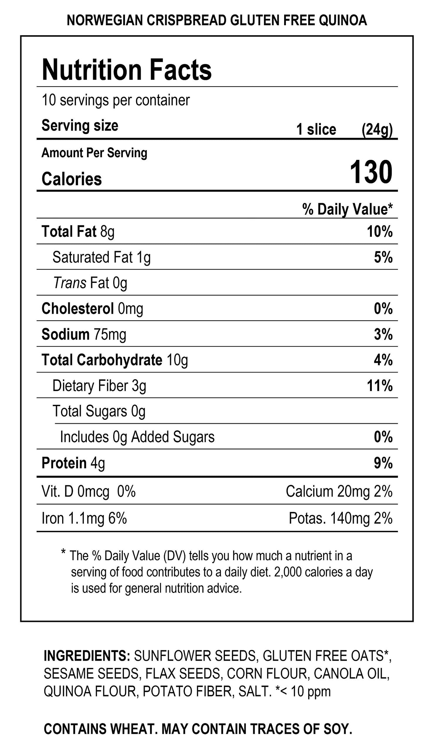 Sigdal Bakeri Gluten Free Sunflower Seeds & Quinoa Wholegrain Crispbread 8.29oz Bags - Pack of 12