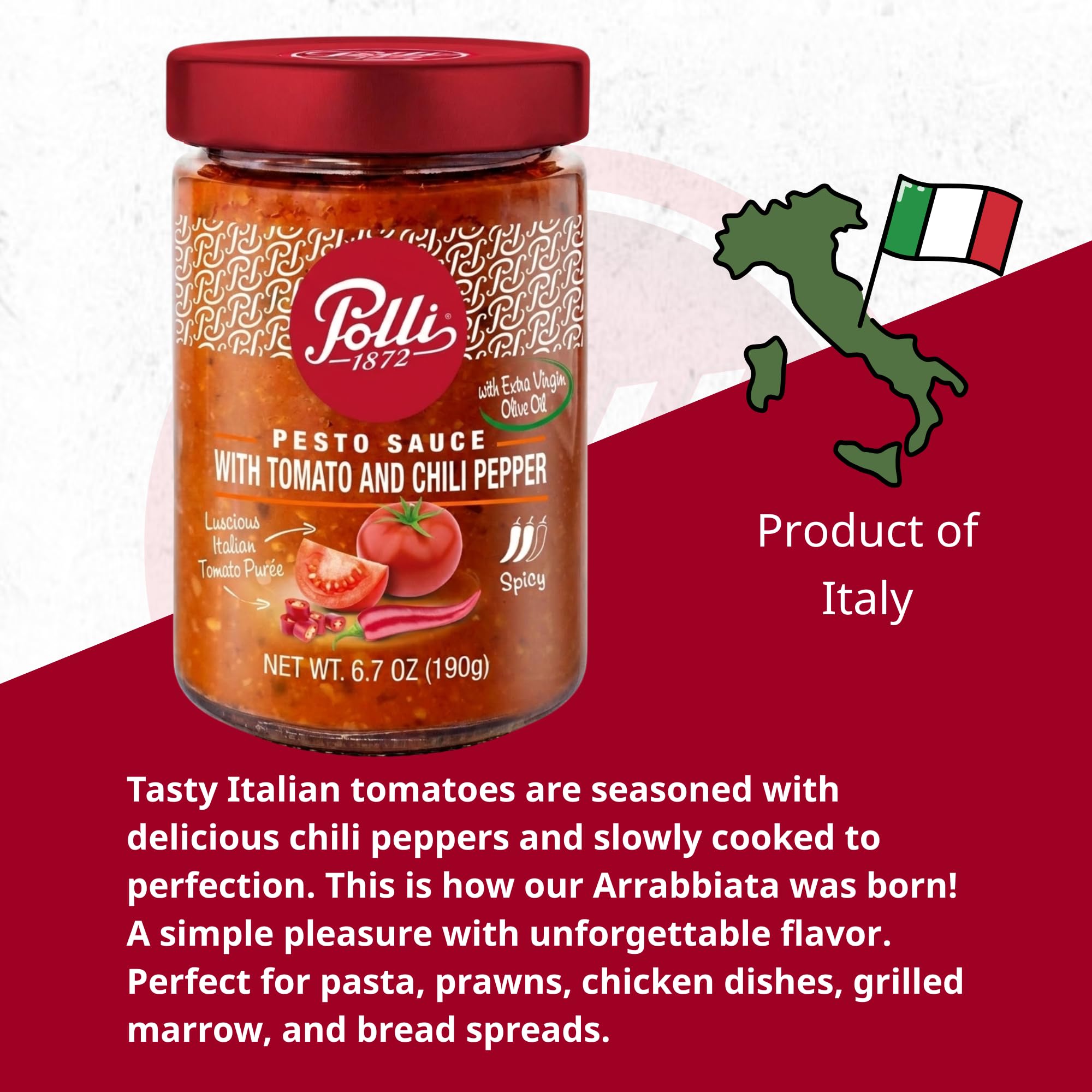 Polli Pesto Sauce Arrabbiata, Italian Tomatoes and Chilli Pepper With Extra Virgin Olive Oil | Pasta Risotto and Bruschetta Sauce | Spicy - 2 Pack