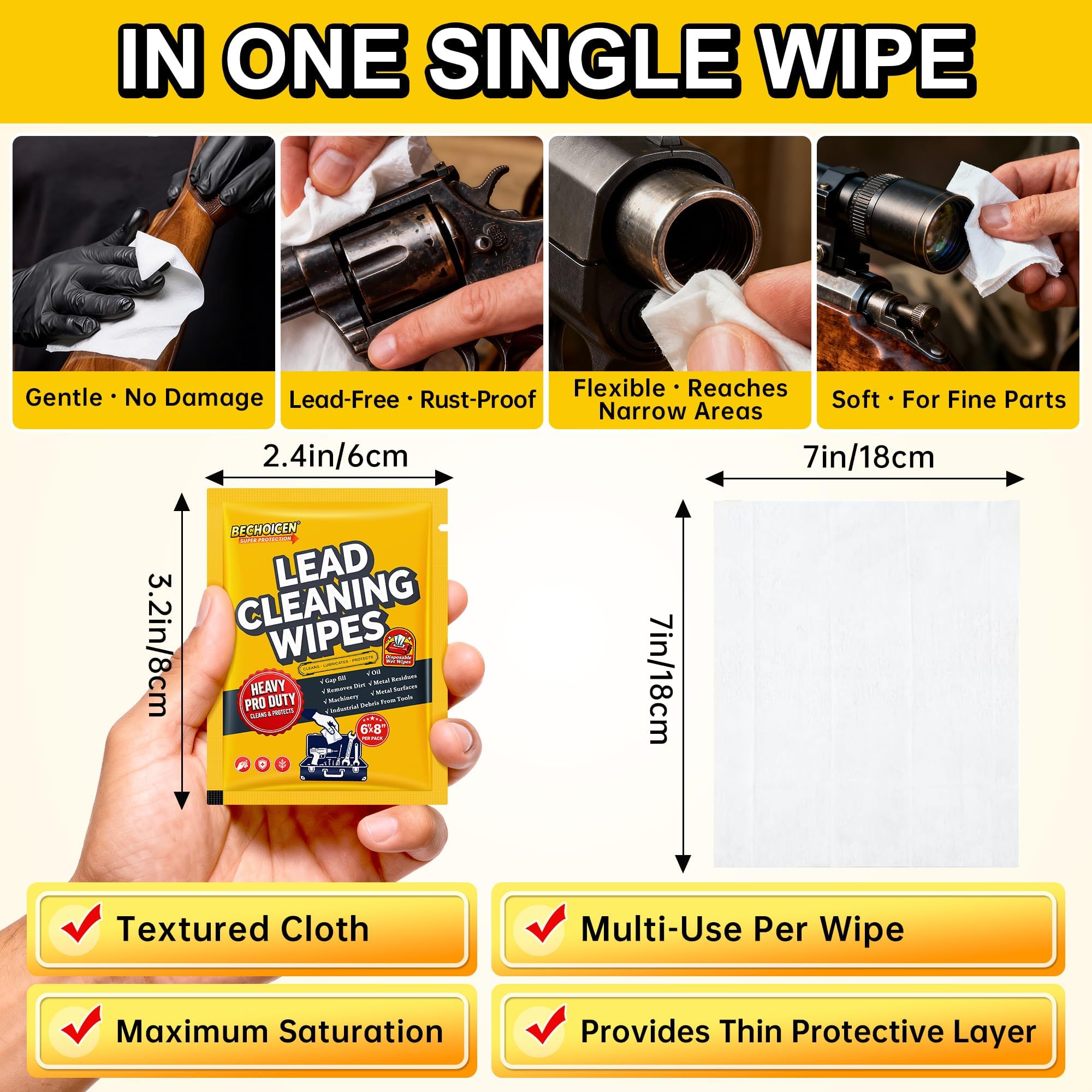 BECHOICEN Lead Cleaning Wipes, 25 Count Individually Wrapped Wipes, Disposable Hand and Surface Cleaning Wipes for Range Bags, Tools, Outdoor Gear