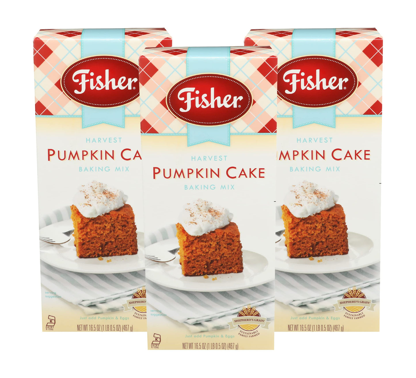 Fisher Harvest Pumpkin Cake Mix, 16.5 OZ (Pack of 3)