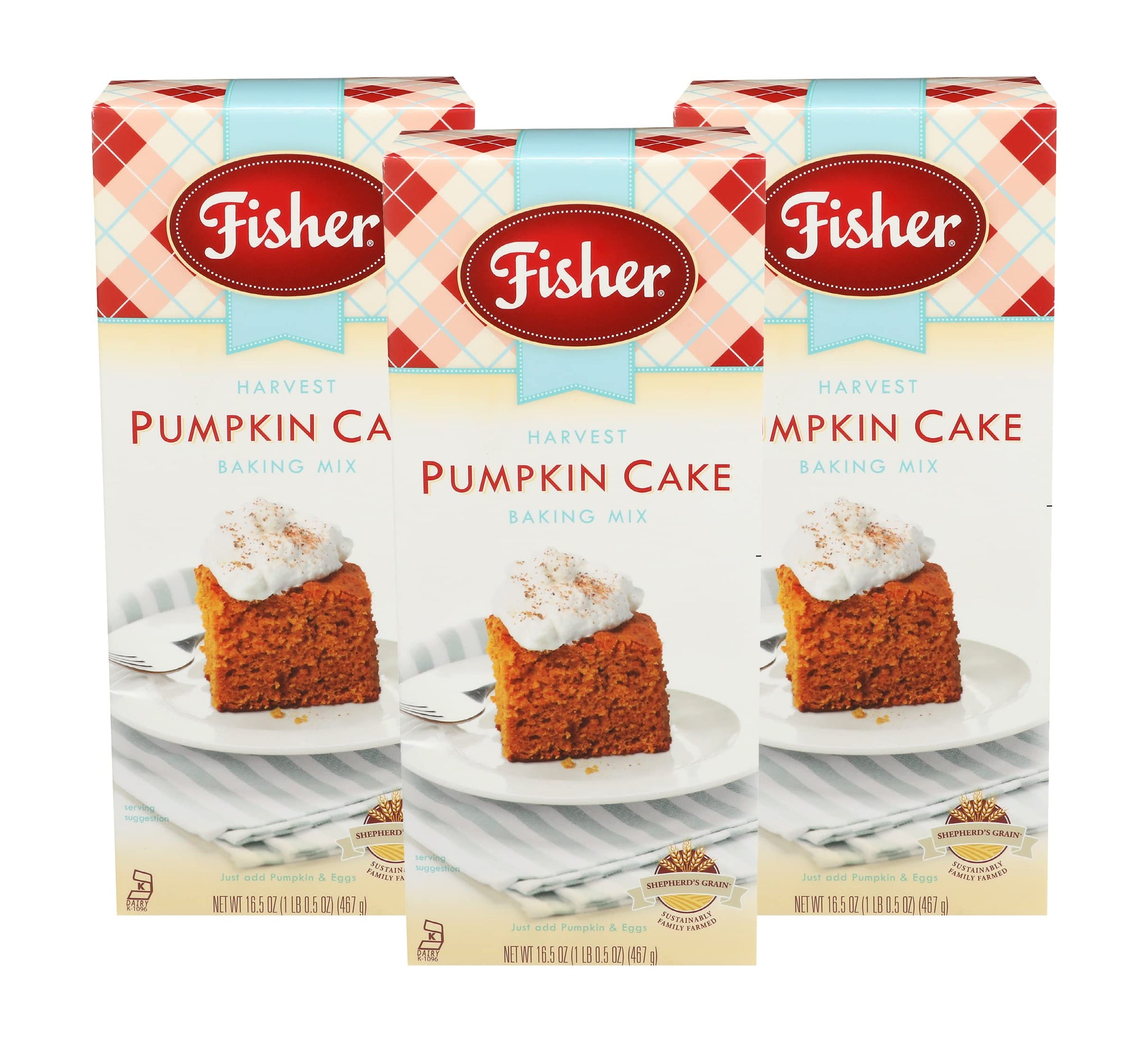Fisher Harvest Pumpkin Cake Mix, 16.5 OZ (Pack of 3)