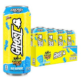 GHOST Energy Drink - 12-Pack, Sour Patch Kids Blue Raspberry, 16oz - Energy & Focus & No Artificial Colors - 200mg Natural Caffeine, L-Carnitine