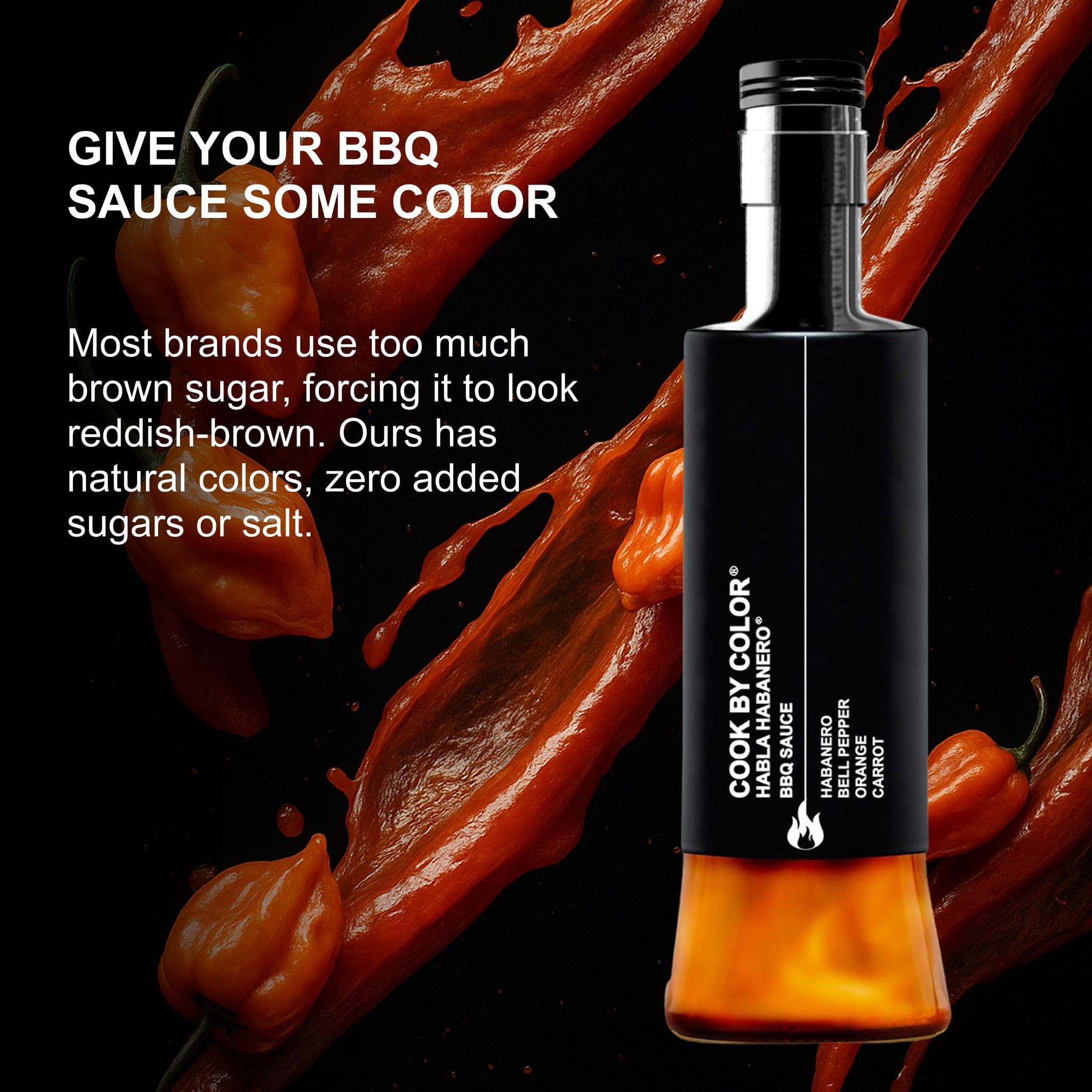 Cook by Color, Gluten Free & Sugar Free BBQ Sauce, Keto BBQ Sauce, Low Sodium, Infused with Habanero, Bell Pepper, Orange & Carrot, Unique Barbeque