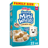 kellogg's Frosted Mini-Wheats Cold Breakfast Cereal, High-Fiber, Whole Grain, Family Size, Cinnamon Roll, 22oz Box (1 Box)