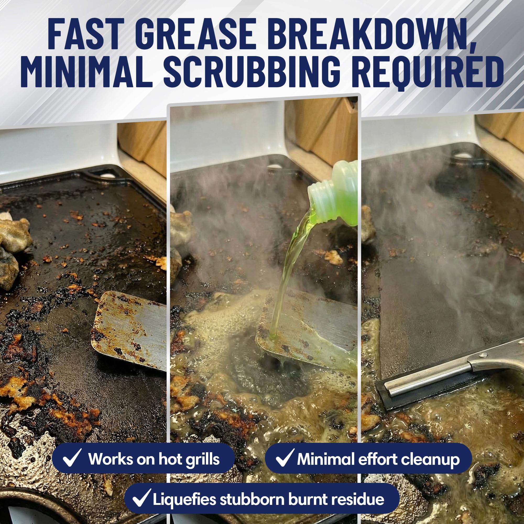Griddle-Whiz Grill & Griddle Cleaner | Removes Grease, Food Residue, Burnt On Organics | Non-Toxic High Heat Flat Top Grill Cleaner & Food Contact