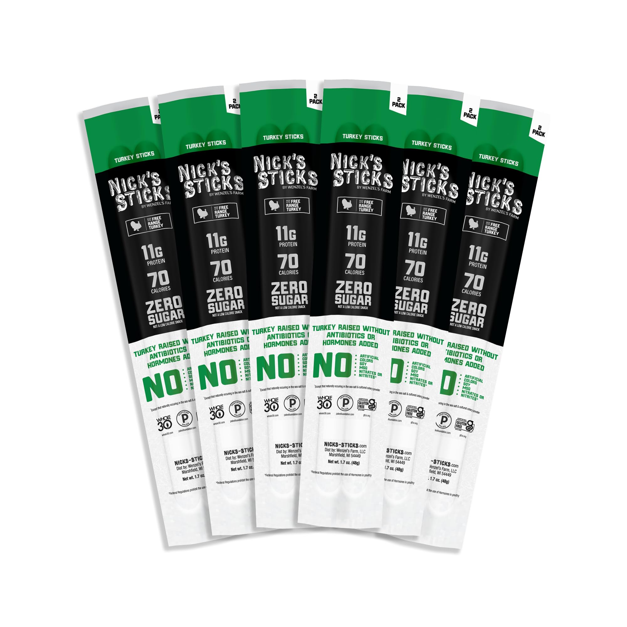 Nick's Sticks Clean & Balanced Free Range Turkey Snack Sticks | Made in the USA | Gluten Free | Paleo, Keto, Whole30 Approved | No Soy, Antibiotics or