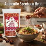 Sichuan Chili Flakes, 8 oz - Traditional Red Pepper Spices and Szechuan Seasoning for Thai, Korean, Mexican, and Asian Dishes, Authentic Medium Hot