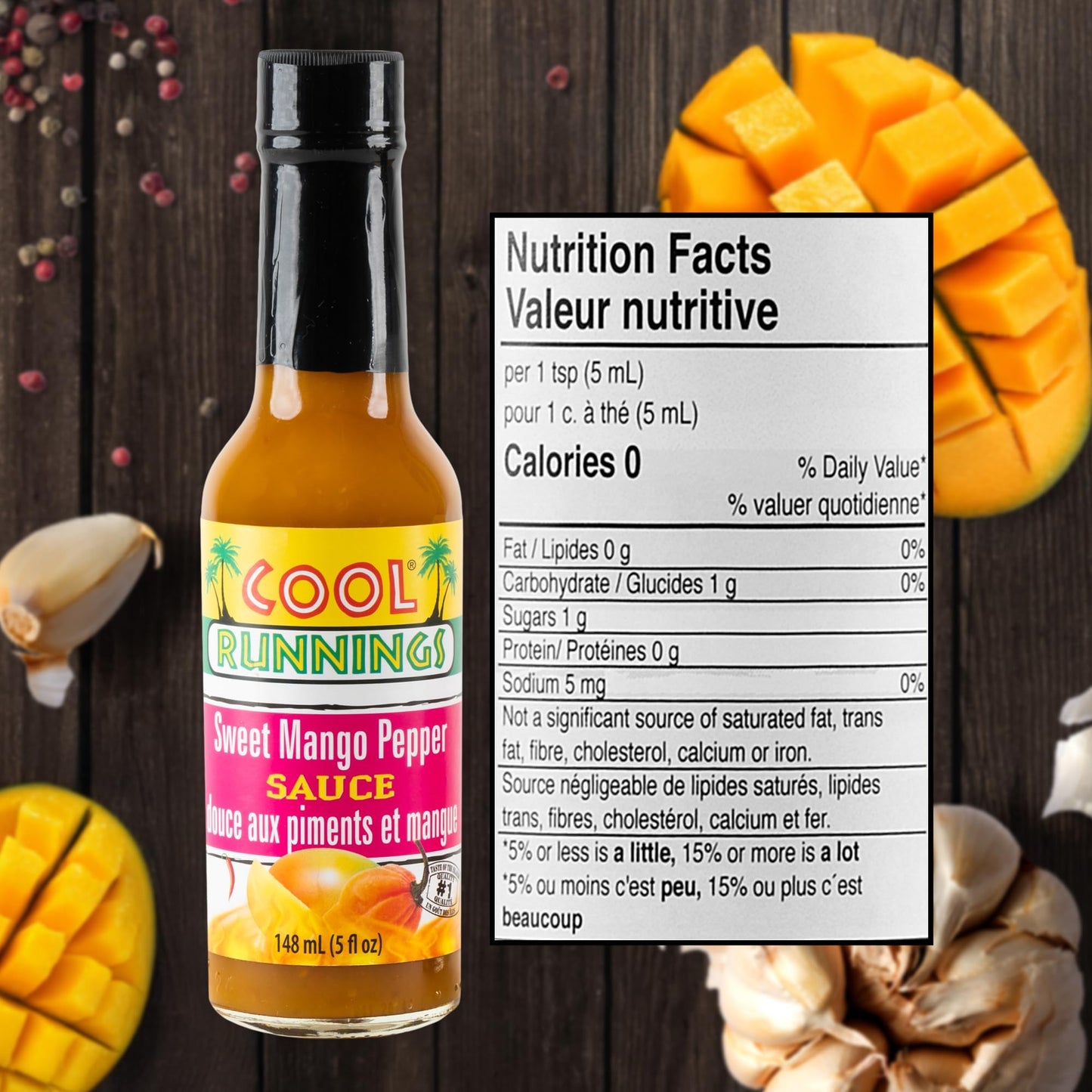 Cool Runnings Sweet Mango Pepper Sauce, 148ml - Sweet and Tangy Caribbean Hot Sauce, Perfect table top hot sauce for your rice, pizza, wings, pasta