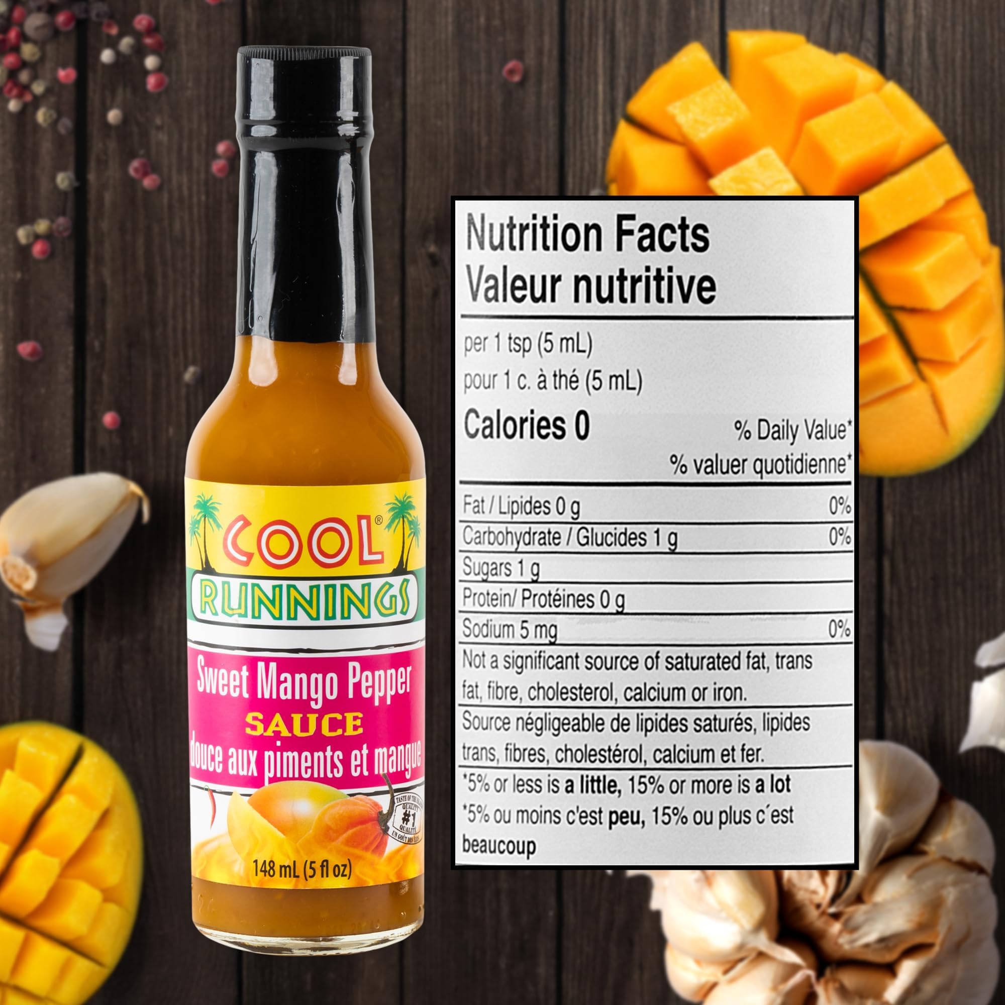 Cool Runnings Sweet Mango Pepper Sauce, 148ml - Sweet and Tangy Caribbean Hot Sauce, Perfect table top hot sauce for your rice, pizza, wings, pasta