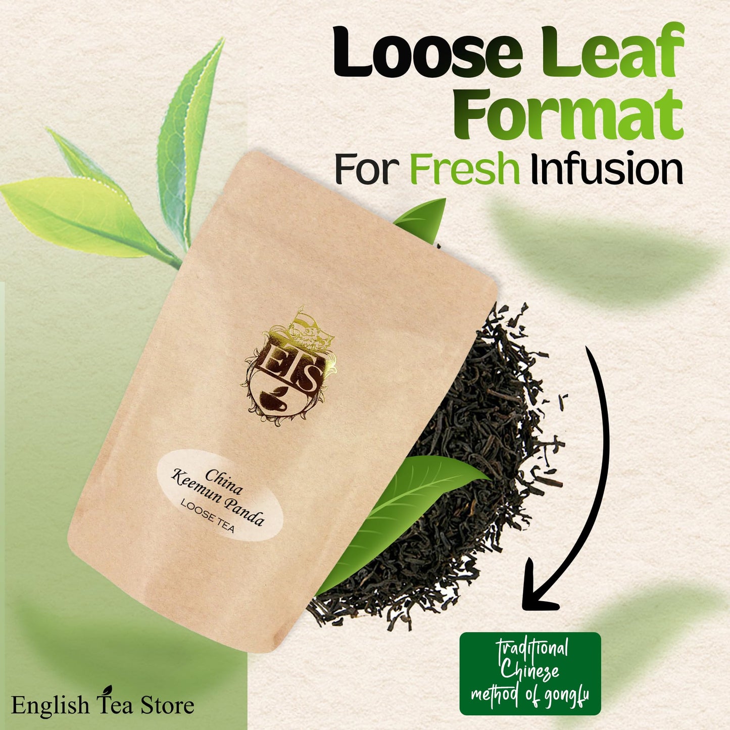 English Tea Store China Loose Leaf Tea, Keemun Panada - 16oz Bulk Bag | Smooth Winey Flavor with Fruity Notes | Traditional Chinese Congou Tea | Bold
