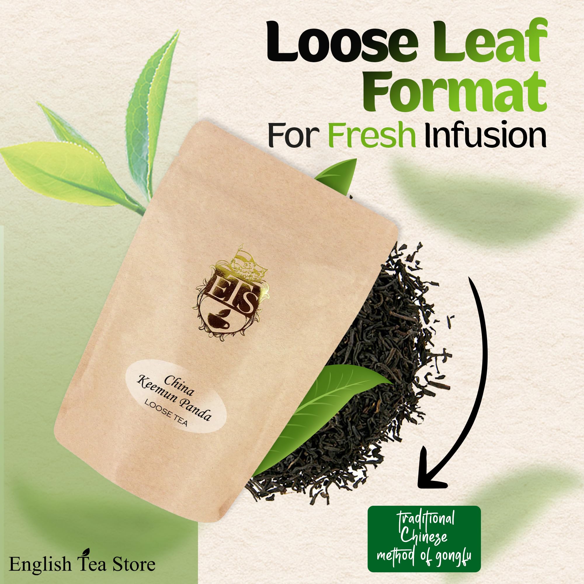 English Tea Store China Loose Leaf Tea, Keemun Panada - 16oz Bulk Bag | Smooth Winey Flavor with Fruity Notes | Traditional Chinese Congou Tea | Bold