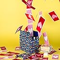 Birthday Love Shower Gift Box by Send A Cake - Ready-to-Gift Music Box with Sweet Caramels & 3" Rainbow Sprinkle Dots Crispy Cake - No Assembly